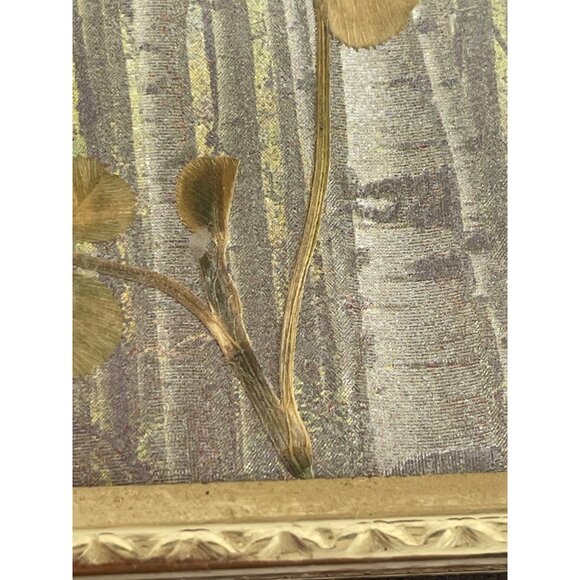 Vintage 1960s Brass Frame With Pressed Four-Leaf Clover Art - Picture 7 of 12